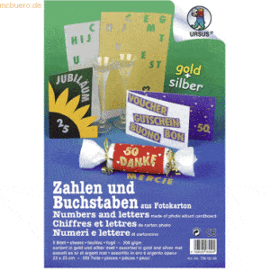 5 x Ludwig Bähr Fotokarton 300g/qm 23x33cm Buchstaben und Zahlen VE=5