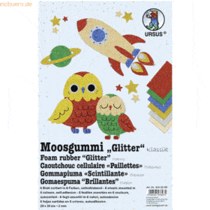 Ludwig Bähr Moosgummi 2mm 20x30cm VE=6 Blatt 6 Farben Glitter Klassik