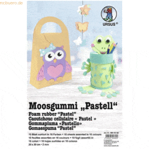 Ludwig Bähr Moosgummi 2mm Pastell 20x30cm VE=10 Bogen (10 Farben)