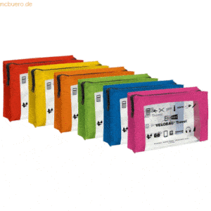 6 x Veloflex Reißverschlusstasche Velobag Travel A5 farbig sortiert