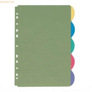 25 x Veloflex Register A4 PP 5-teilig farbig-transparent