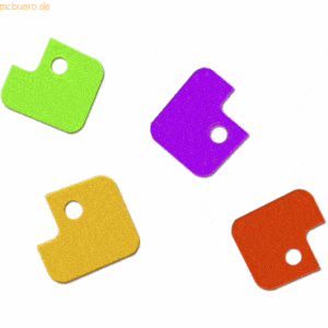 100 x Wedo Schlüsselkappen eckig farbig sortiert