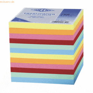 12 x Wedo Zettelbox Ersatzpapier 9x9cm 700 Blatt farblich sortiert