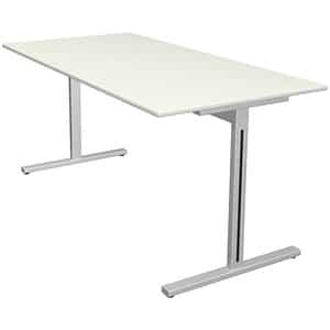 Kerkmann Form 1 Schreibtisch weiß rechteckig T-Fuß-Gestell silber 160