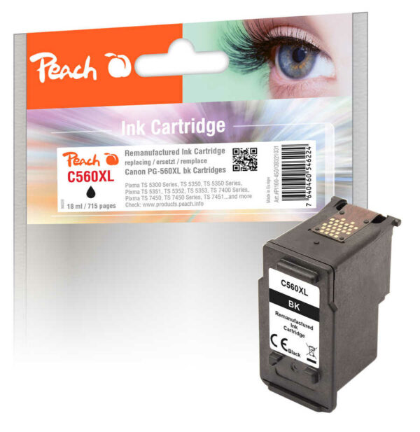 Peach C560XL Druckkopf XL bk ersetzt HP PG-560XL