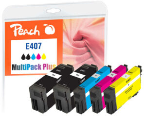 Peach E407 5 Druckerpatronen (2*bk/c