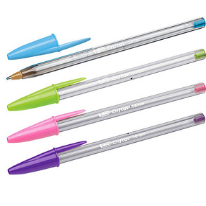 4 BIC Kugelschreiber Cristal Fun transparent Schreibfarbe farbsortiert