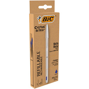 BIC Kugelschreiber Cristal Re'New silber Schreibfarbe blau