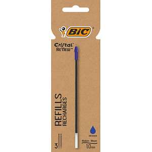 3 BIC Cristal Re'New Kugelschreiberminen M blau