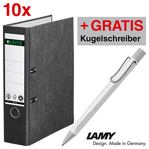 AKTION: 10 LEITZ 1080 Ordner schwarz marmoriert Karton 8