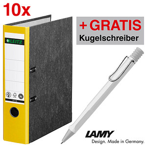 AKTION: 10 LEITZ 1080 Ordner gelb marmoriert Karton 8