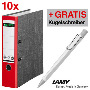 AKTION: 10 LEITZ 1080 Ordner rot marmoriert Karton 8