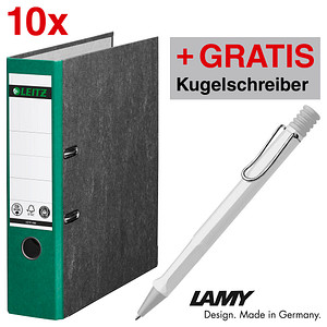 AKTION: 10 LEITZ 1080 Ordner grün marmoriert Karton 8