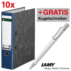 AKTION: 10 LEITZ 1080 Ordner blau marmoriert Karton 8