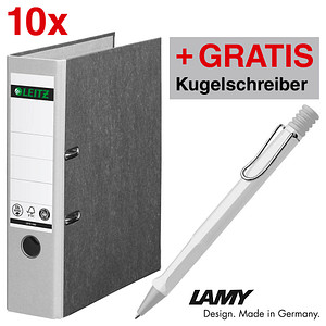 AKTION: 10 LEITZ 1080 Ordner lichtgrau marmoriert Karton 8