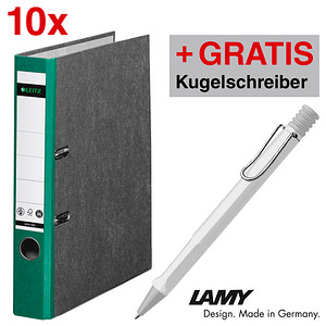 AKTION: 10 LEITZ 1050 Ordner grün marmoriert Karton 5