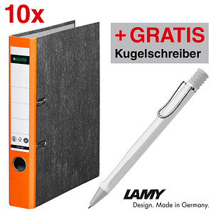 AKTION: 10 LEITZ 1050 Ordner orange marmoriert Karton 5