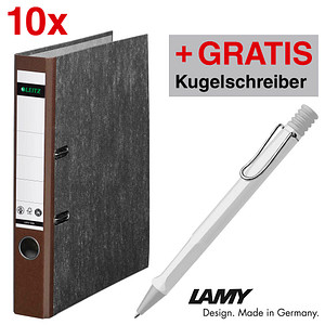 AKTION: 10 LEITZ 1050 Ordner braun marmoriert Karton 5