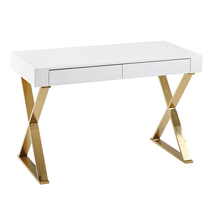 WOHNLING Schreibtishc 118 cm weiß hochglanz Schreibtisch weiß rechteckig