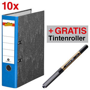 AKTION: 10 office discount Ordner blau marmoriert Karton 8