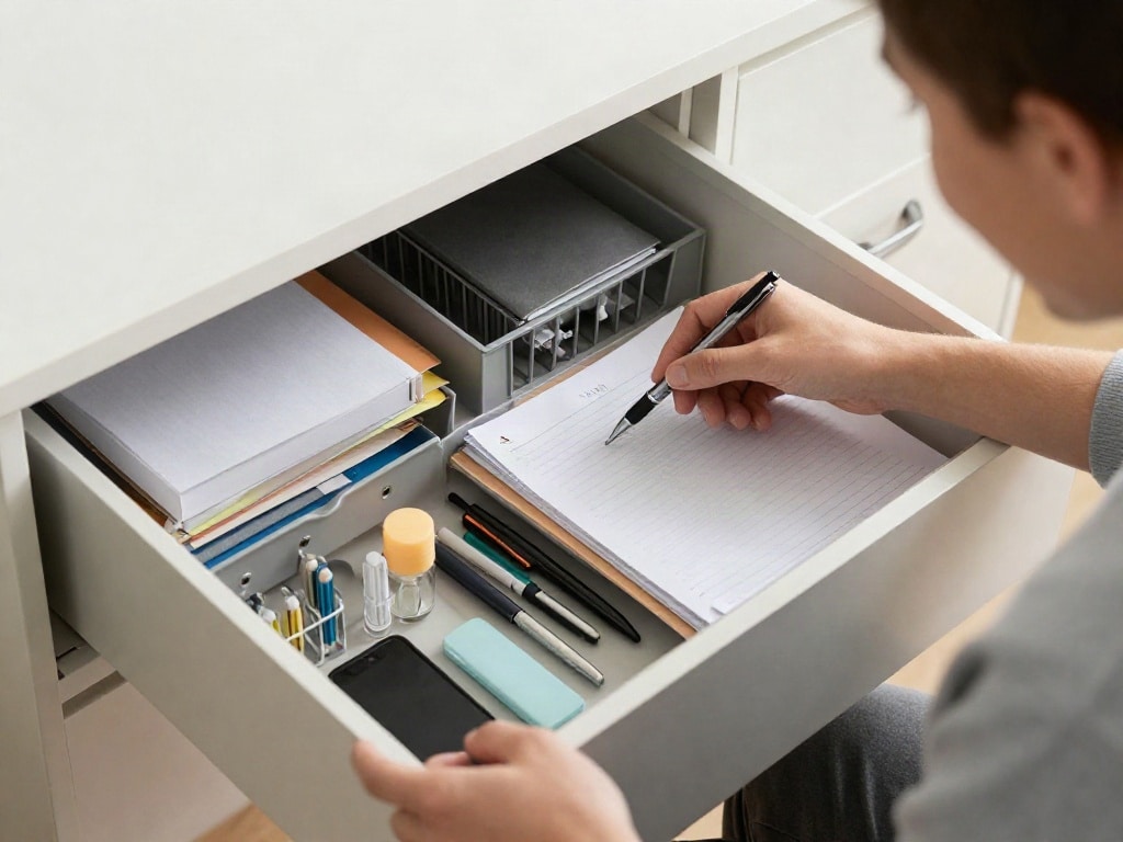 Schreibtisch Schubladen organisieren